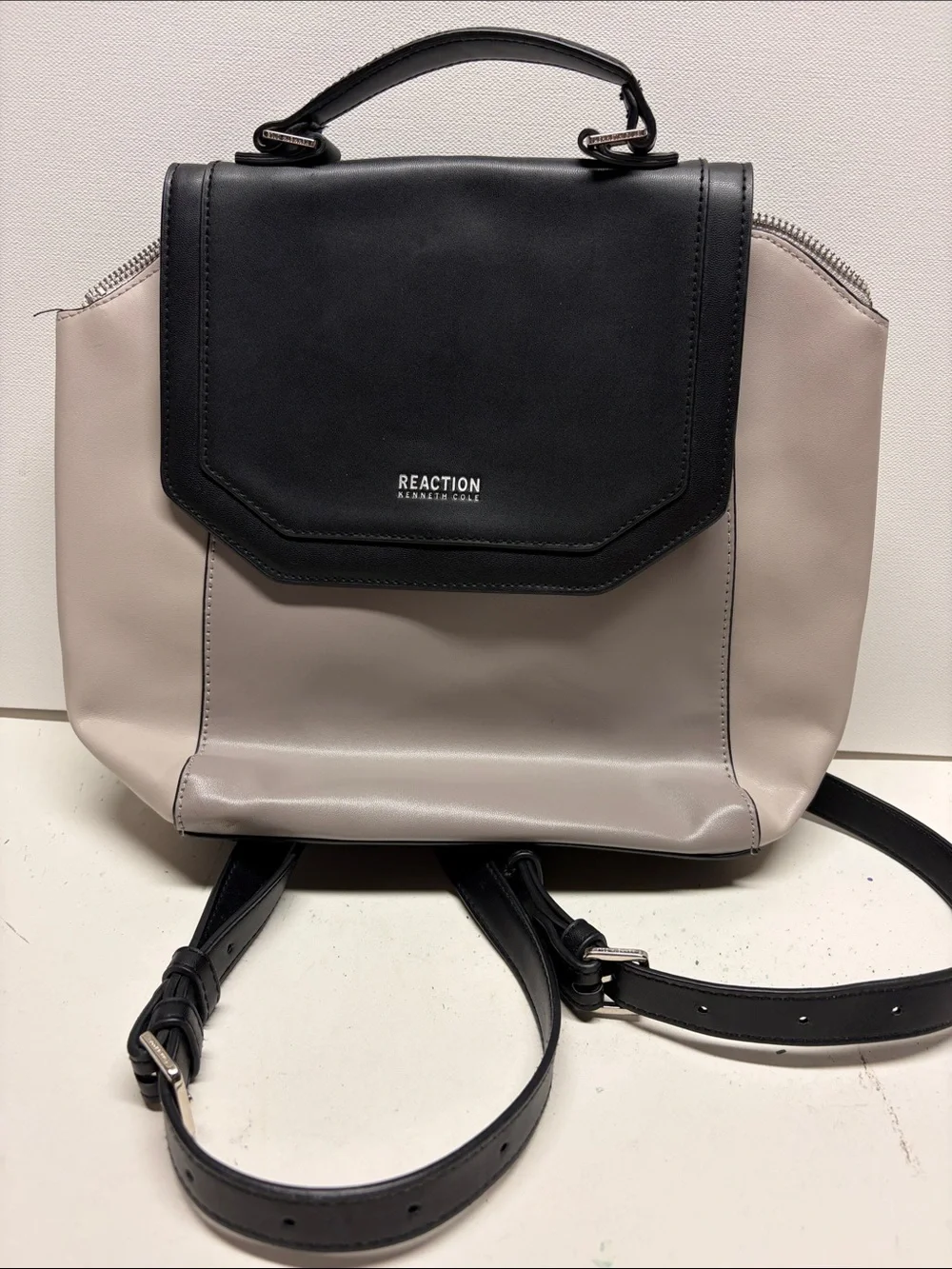 Reaction Kenneth Cole Two-Tone Black and Light Gray Backpack
